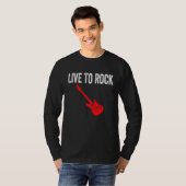 Live To Rock Red Electric Guitar Music Graphic Art Tシャツ (正面フル)