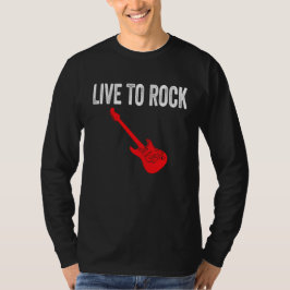 Live To Rock Red Electric Guitar Music Graphic Art Tシャツ