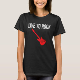 Live To Rock Red Electric Guitar Music Graphic Art Tシャツ