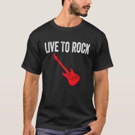 Live To Rock Red Electric Guitar Music Graphic Art Tシャツ