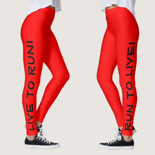 Live to Run! Run to Live! 赤色反射ランニング レギンス