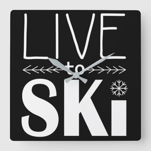 Live to Skiの時計 スクエア壁時計 (正面)