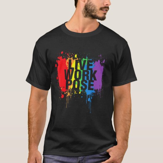 Live Work Pose Graphic Statement Tee HappyプライドR Tシャツ (正面)