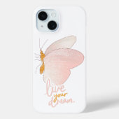 Live Your Dream Aesthetic Peach Butterfly iPhone Case-Mate iPhoneケース (裏面)
