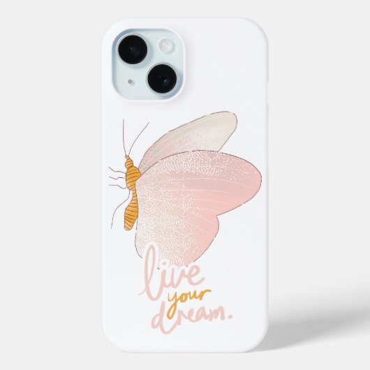 Live Your Dream Aesthetic Peach Butterfly iPhone  Case-Mate iPhoneケース (裏面)