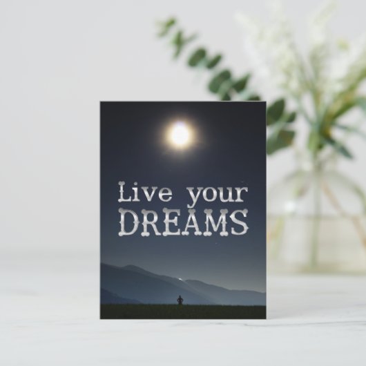 Live Your Dreamsモチベーション引用文 ポストカード (スタンド正面)