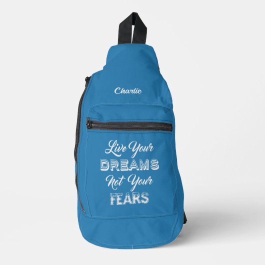 Live Your Dreams名前をカスタムする&カラー スリングバッグ (正面)
