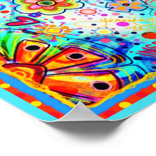 Live Your Life引用文かわいらしフローラ ポスター (角)