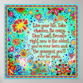 Live Your Life引用文かわいらしフローラ ポスター (正面)