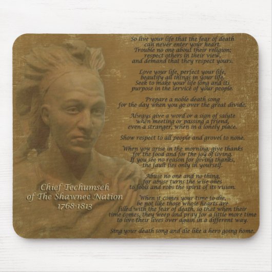 "Live Your Life" Chief Tecumseh mousepad マウスパッド (正面)