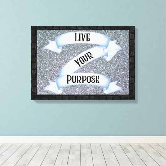 Live Your Purpose Banner Wall Art キャンバスプリント (インサイチュ (ウッドフロア))