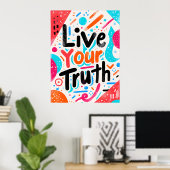 Live Your Truth Inspirational Motivating Wall Art ポスター (ホームオフィス)