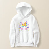 Lively Butterfly and Flowers Kids' Hoodie (レイダウン)