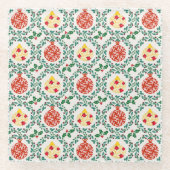 Lively Christmas Floral Coaster ガラスコースター (正面)