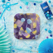 Lively Purple and Blue Abstract Art ペーパープレート (パーティー)
