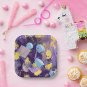 Lively Purple and Blue Abstract Art ペーパープレート (パーティー)