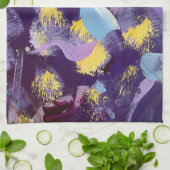 Lively Purple and Yellow, Abstract Art  キッチンタオル (折り畳み)