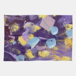 Lively Purple and Yellow, Abstract Art  キッチンタオル