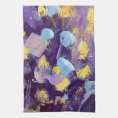 Lively Purple and Yellow, Abstract Art  キッチンタオル (縦)