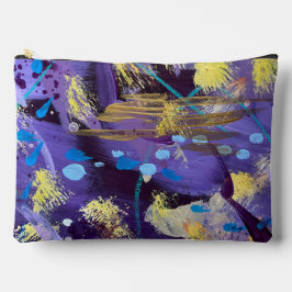 Lively, purple, blue, and gold abstract art  アクセサリーポーチ