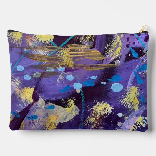 Lively, purple, blue, and gold abstract art アクセサリーポーチ (裏面)