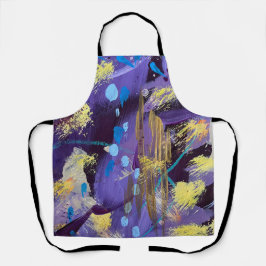 Lively purple, blue, and gold abstract art holiday エプロン