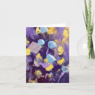 Lively purple, blue, and yellow abstract art ノートカード