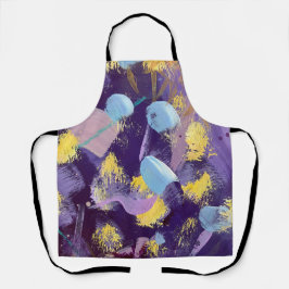 Lively Purple, Yellow, and Blue Abstract Art Apron エプロン