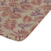 Lively Red and Purple Leaf Motifs on Neutral Beige カッティングボード (角)