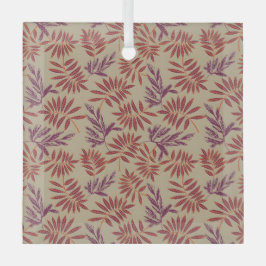Lively Red and Purple Leaf Motifs on Neutral Beige ガラスオーナメント
