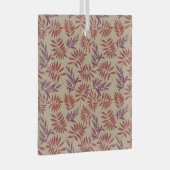 Lively Red and Purple Leaf Motifs on Neutral Beige ガラスオーナメント (正面右)
