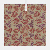 Lively Red and Purple Leaf Motifs on Neutral Beige ガラスオーナメント (裏面)