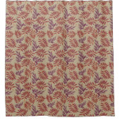 Lively Red and Purple Leaf Motifs on Neutral Beige シャワーカーテン (正面)