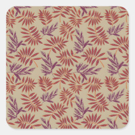Lively Red and Purple Leaf Motifs on Neutral Beige スクエアシール