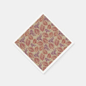 Lively Red and Purple Leaf Motifs on Neutral Beige スタンダードカクテルナプキン (角)