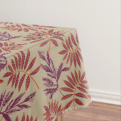 Lively Red and Purple Leaf Motifs on Neutral Beige テーブルクロス (インサイチュ)