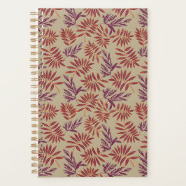 Lively Red and Purple Leaf Motifs on Neutral Beige プランナー手帳