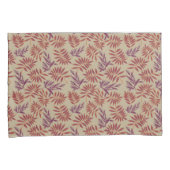 Lively Red and Purple Leaf Motifs on Neutral Beige 枕カバー (正面右)