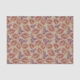 Lively Red and Purple Leaf Motifs on Neutral Beige 薄葉紙