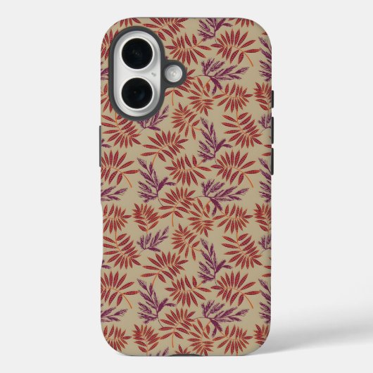 Lively Red and Purple Leaf Motifs on Neutral Beige Case-Mate iPhoneケース (裏面)