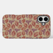 Lively Red and Purple Leaf Motifs on Neutral Beige Case-Mate iPhoneケース (裏面 (横))