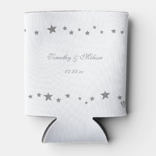 Lively Silver Stars Custom Can Coolers Wedding 缶クーラー (正面)