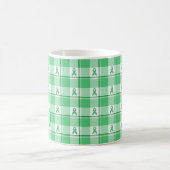 Liver Cancer Awareness Plaid Green Ribbon コーヒーマグカップ (中央)