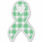 Liver Cancer Awareness Plaid Green Ribbon シール (正面)