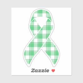 Liver Cancer Awareness Plaid Green Ribbon シール