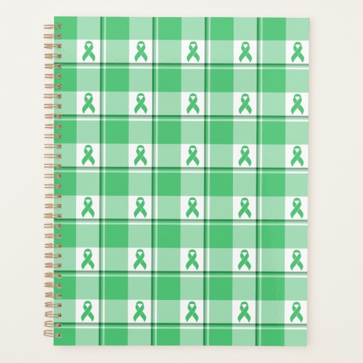 Liver Cancer Awareness Plaid Green Ribbon プランナー手帳 (正面)