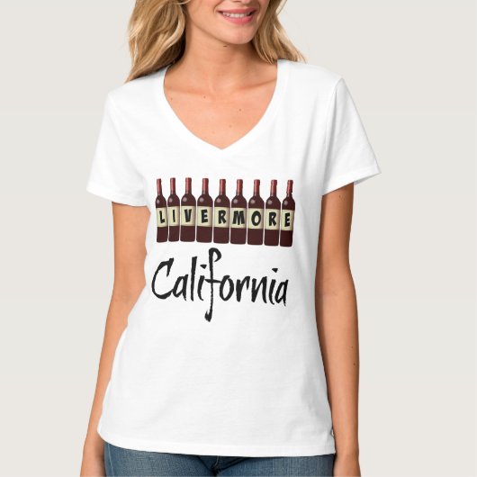Livermore California Red Wine Bottles Tasting Fun Tシャツ (正面)