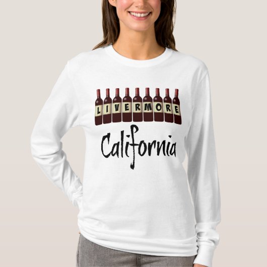 Livermore California Red Wine Bottles Tasting Fun Tシャツ (正面)