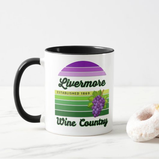 Livermore Wine Country Purple Green Stripes Grapes マグカップ (ドーナツ)