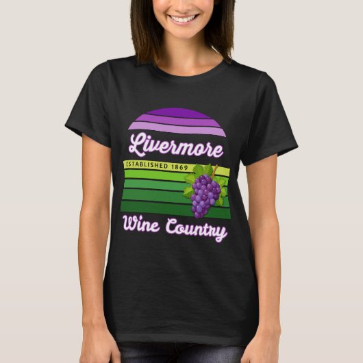 Livermore Wine Country Purple Green Stripes Grapes Tシャツ (正面)